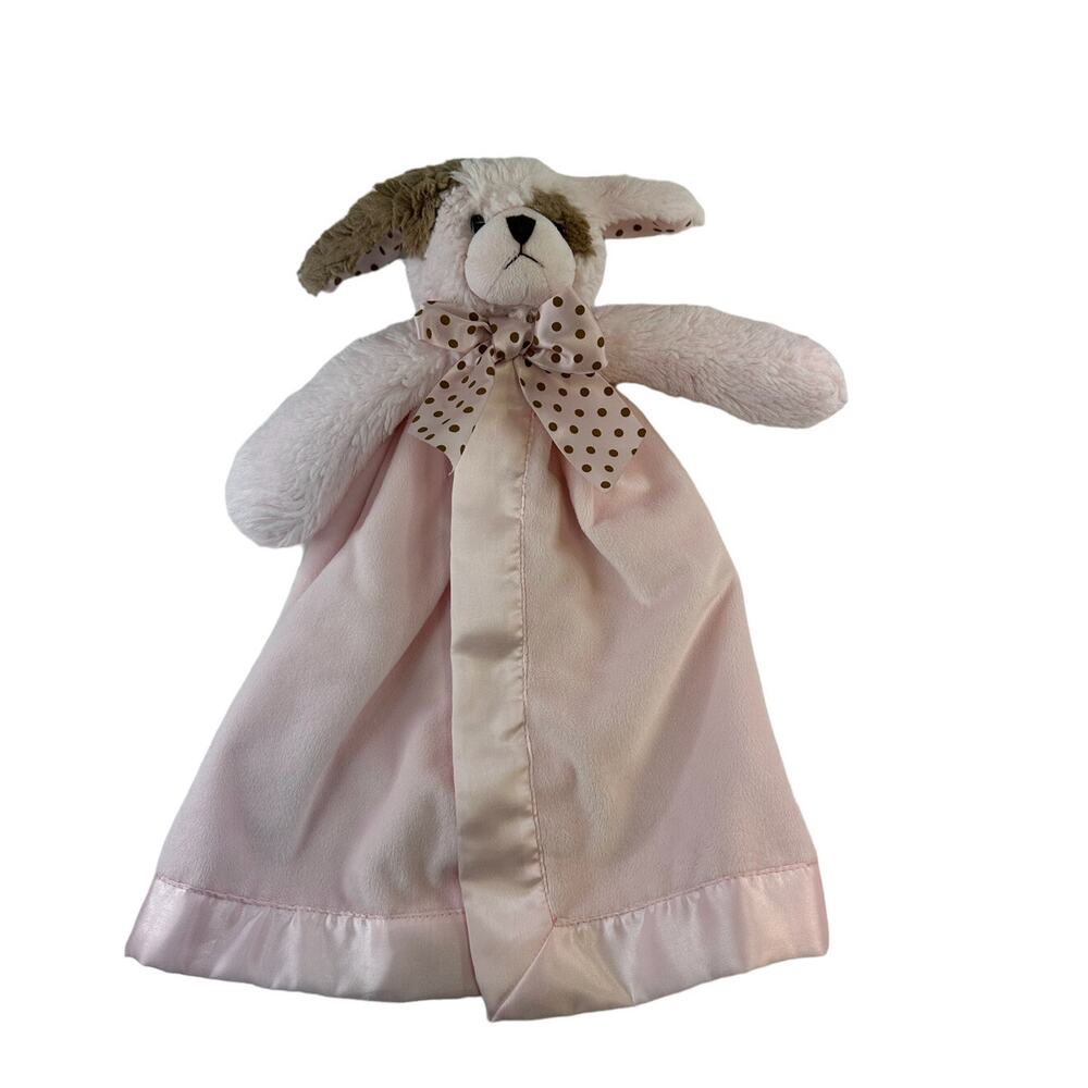 Bearington Baby Collection Dog Lovey Pink Brown Polka Dot Security Blanket